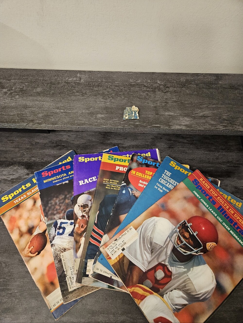 Vintage Sports Illustrated Bundle & Troy Vincent Enamel Pin
